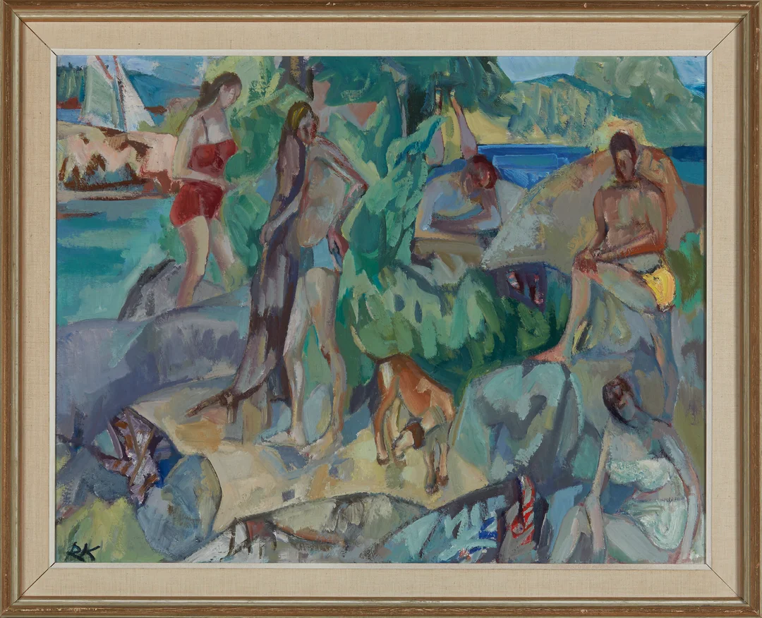 Kraugerud, Ragnar — Badere på sommerdag — Kunst/Maleri — Blomqvist