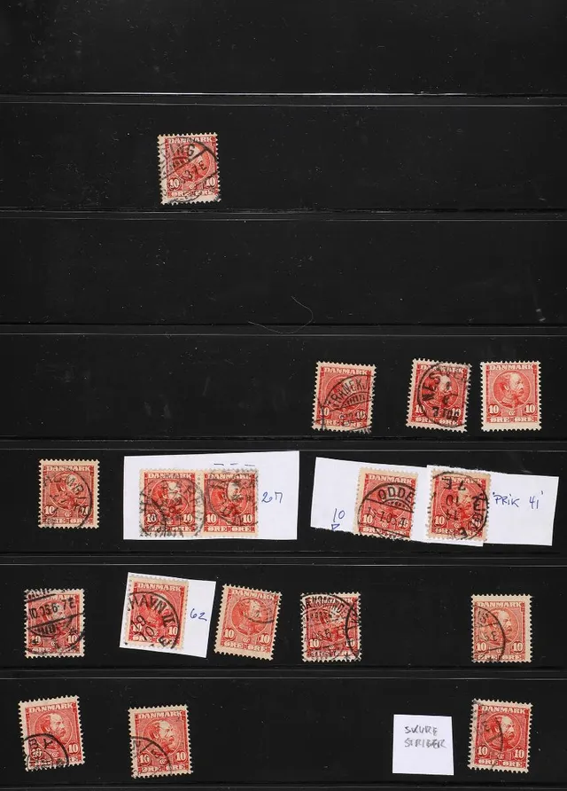 Denmark. Christian IX. Interesting accumulation on stockpages with lots of varieties, postmarks etc. Viewing recommended