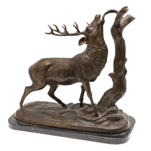 AFTER PIERRE JULES MENE, EARLY 20TH CENTURY PATINATED BRONZE OF A STAG.