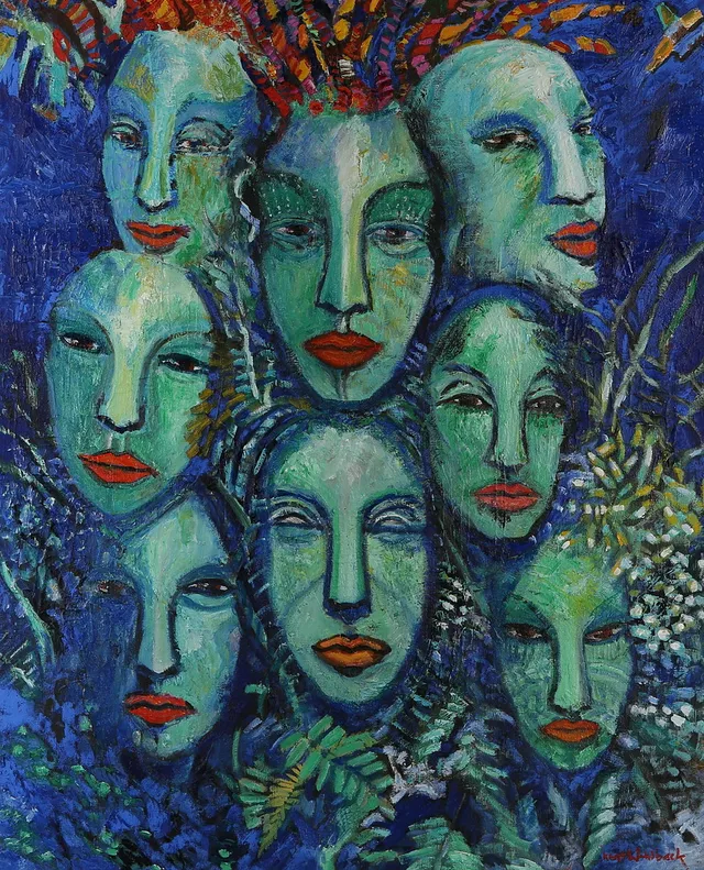 KENT WAHLBECK. "Spirits of the ocean", olja på duk, signerad.