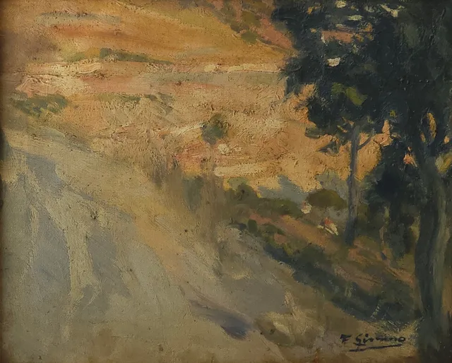 FRANCISCO GIMENO. Paisaje, óleo sobre lienzo.