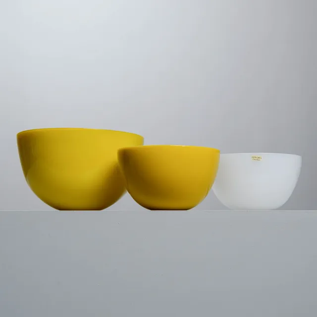 SVEN PALMQVIST. Skålar, 3 st, "Colora", Orrefors Glasbruk.