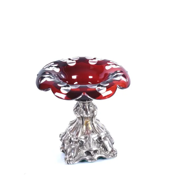 SALTKAR, nysilver/Böhmiskt glas, 1900-talets första hälft.
