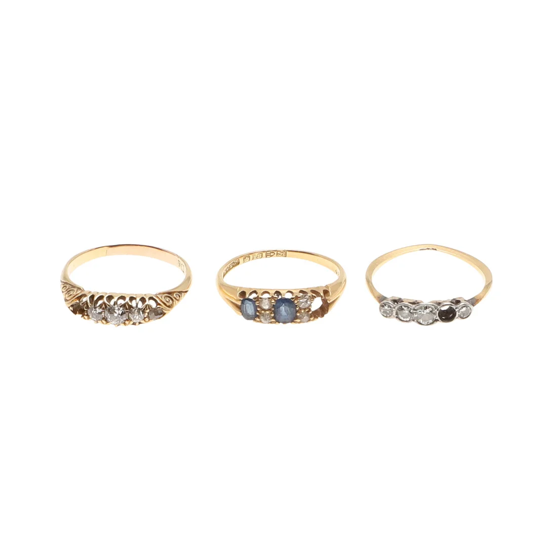 THREE DAMAGED 18CT GOLD RINGS. — Rings — Lawrences Auctioneers