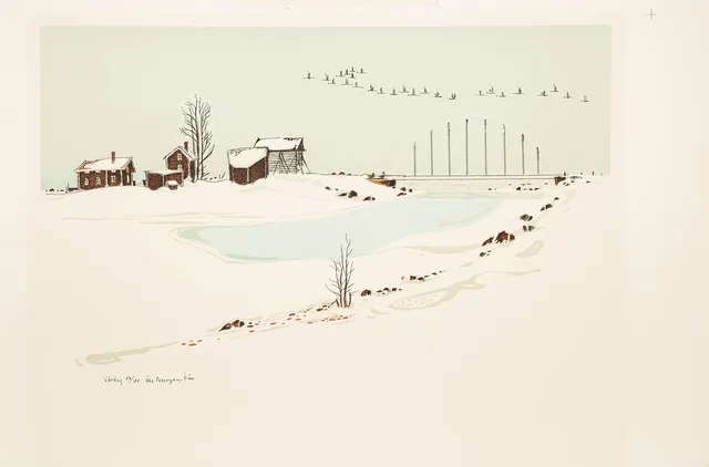ÅKE PETTERSSON-NÅW. Färglitografi, "Vårdag", Signerad och numrerad 56/125.
