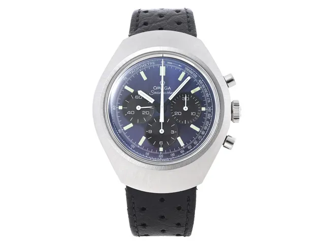 OMEGA, Seamaster (T Swiss Made T), "Tachymetre", s.k. "Flat Jedi", Cal 861, Serie nr. 32208043, Ref nr. ST 145.0024, Boett nr. 145.024, kronograf, herrur, stål, 40 mm, manuell, plexiglas, läderband, originalspänne, ca 1970.