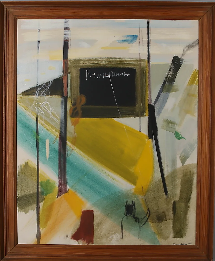 VERNER MOLIN. "Förhållanden", olja på duk, signerad och daterad 1943. — Paintings — Auktionshuset Kolonn