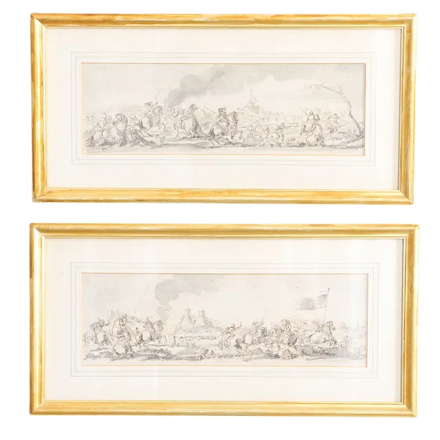 ATTRIBUTED TO JACQUES COURTOIS (1621-1676). BATTLE SCENES, A PAIR.