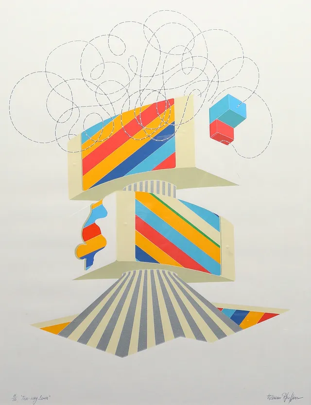 WERNER PFEIFFER. "Two-way boxes". Färglitografi. Signerad och numrerad.