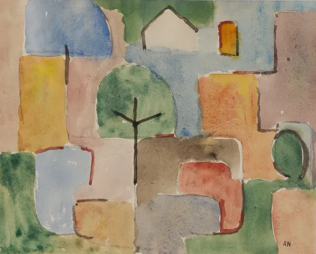 ARNE NILSSON. Abstrakt komposition, 1950-tal, akvarell, signerad.
