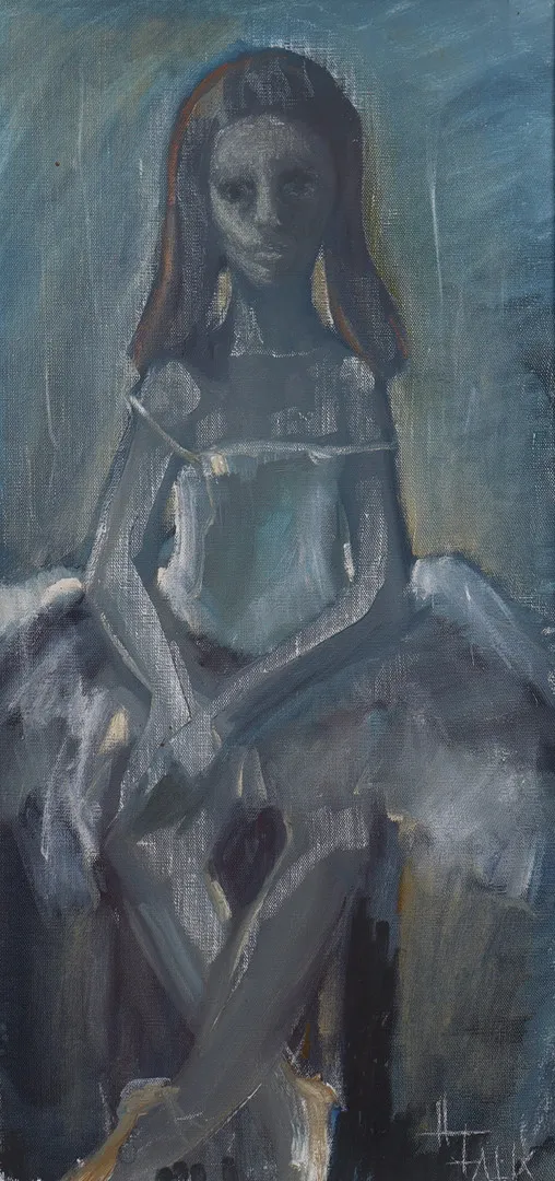 HILDEGARD FALK. olja på duk, flicka.