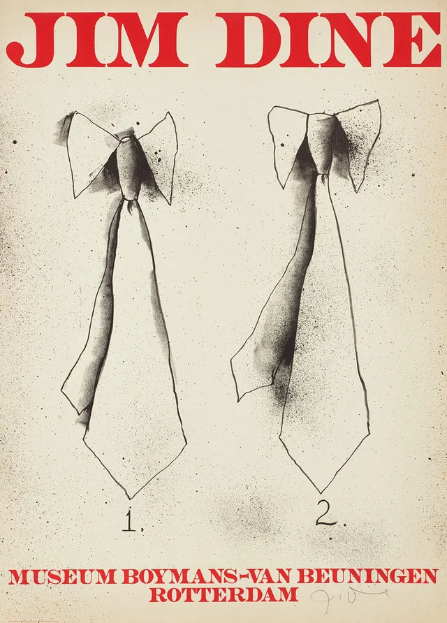 JIM DINE. Ties (1971), signerad, Museum Boymans-Van Beuningen Rotterdam, Professional Prints 1971, printed in England, utställningsaffisch.