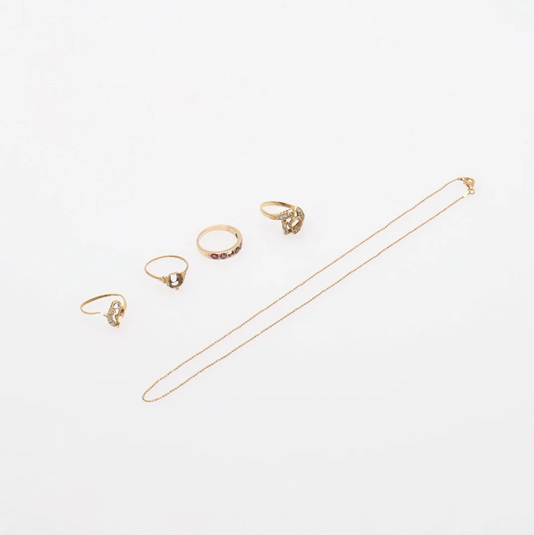 GULDSMYCKEN, 5 DELAR. — Jewellery — Crafoord Auktioner Lund