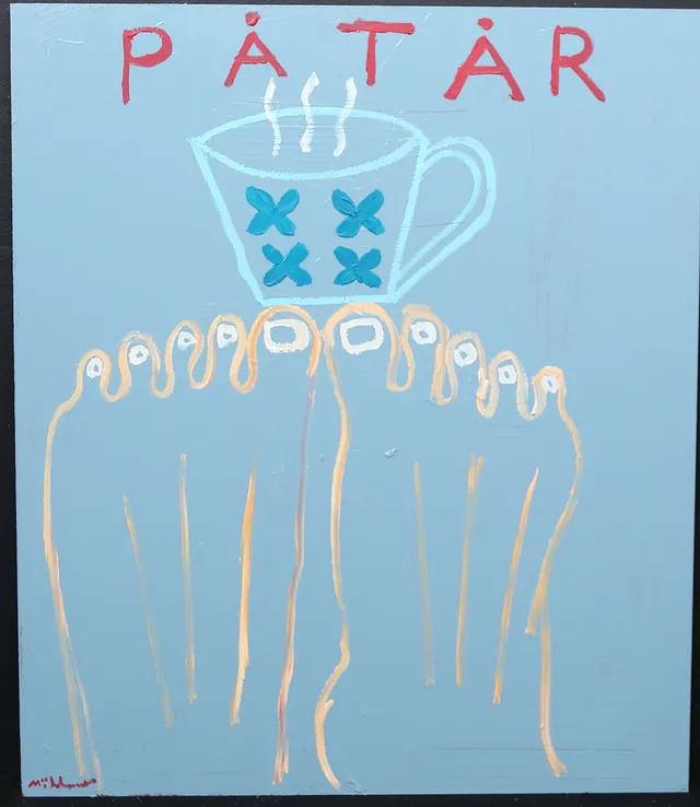 MARTIN MÖLDENER. "Påtår", olja/akryl på MDF, signerad.