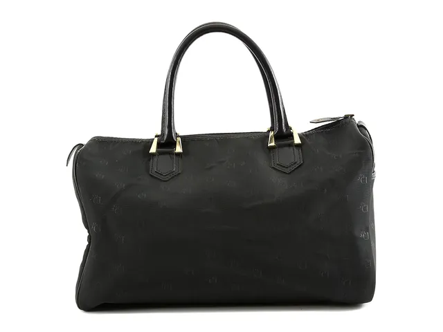 VÄSKA, CHRISTIAN DIOR, vintage, svart nylon, svart läder, 37x24x18cm.