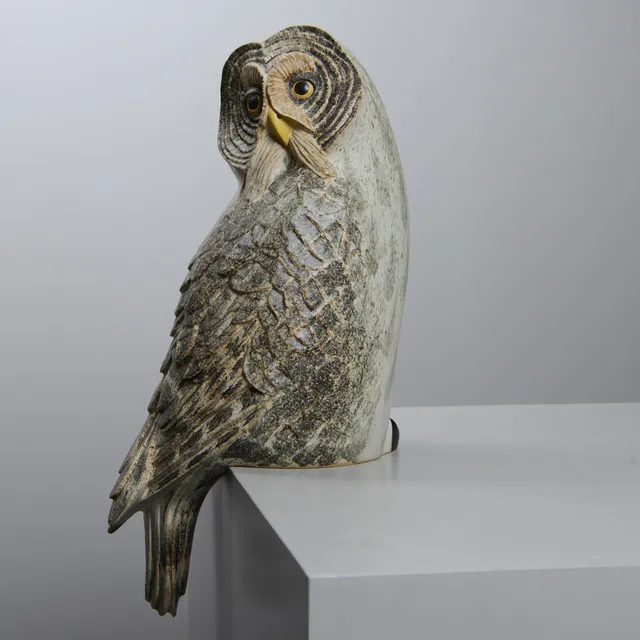 PAUL HOFF. Lappuggla / Strix Nebulosa, no 601, Studiohanden, Gustavsberg, signerad samt daterad 1992.
