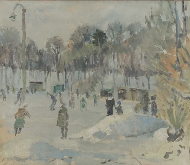 EINAR GROSS (1885-1962). 'Grusgraveren på Hobrovej' olie på lærred. Signeret. Danmark.