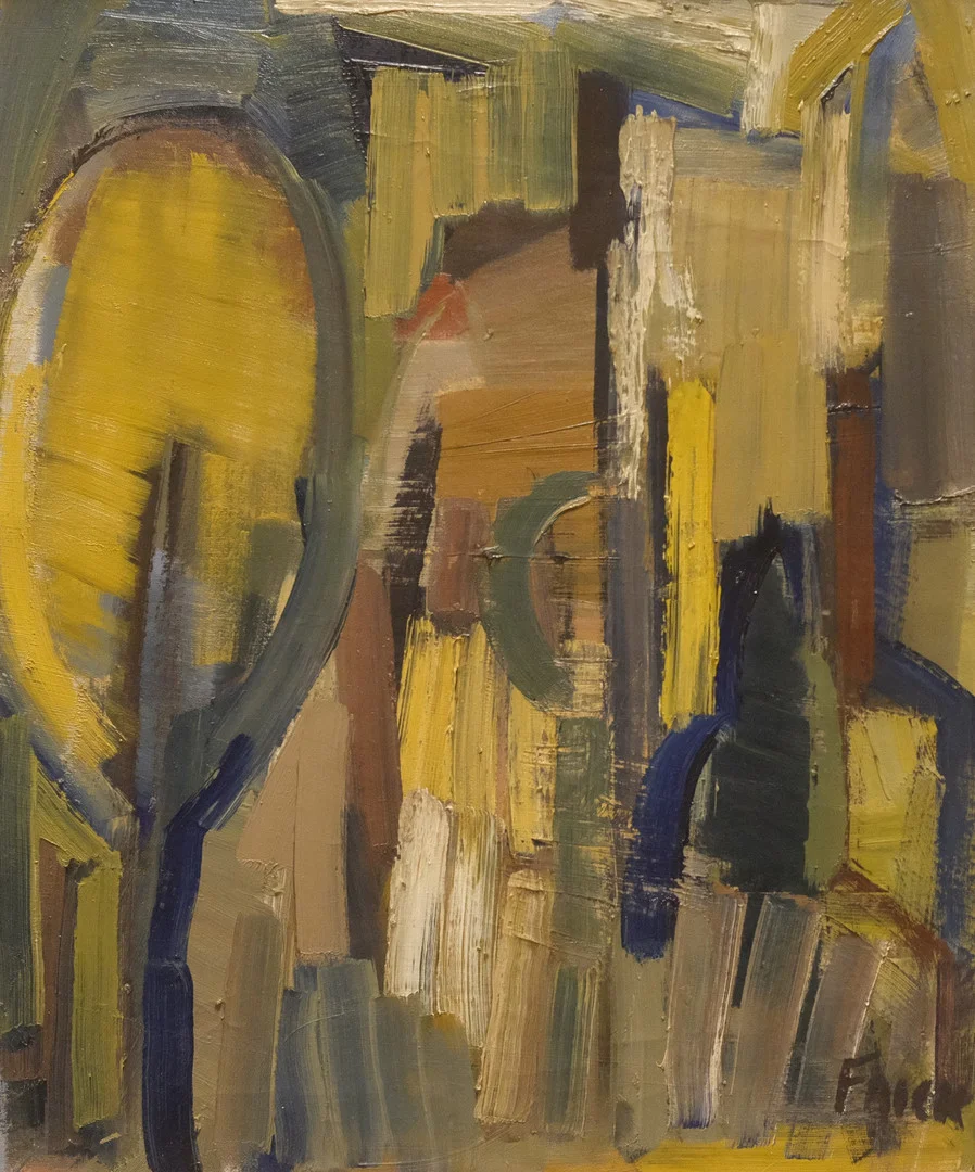 GÖSTA FALCK. OLJA PÅ DUK. KOMPOSITION. — Paintings — Björnssons Auktionskammare