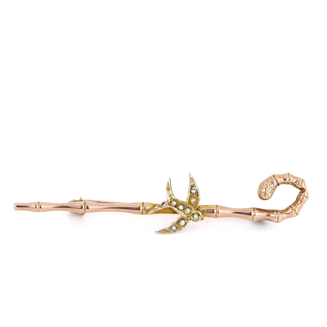 VICTORIAN 9CT ROSE GOLD PEARL SET BROOCH. — Brooches & Pendants — Chalkwell Auctions