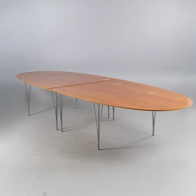 BRUNO MATHSSON & PIET HEIN. Matbord "Superelips", körsbär, delbart, 1900-talets andra hälft.