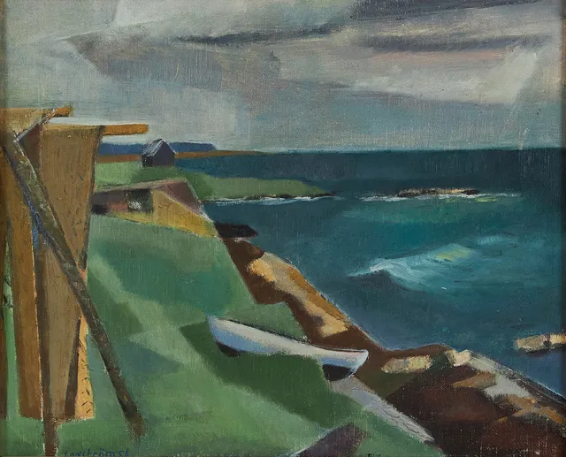 GEORG LODSTRÖM. (Sverige, 1915-1972) "Skånekust", signerad och daterad -56, olja på duk.