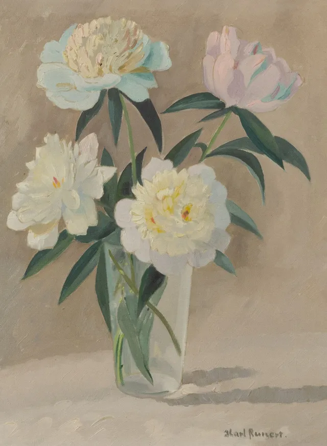 KARL RUNERT. Blomsterstilleben, olja på duk, signerad.