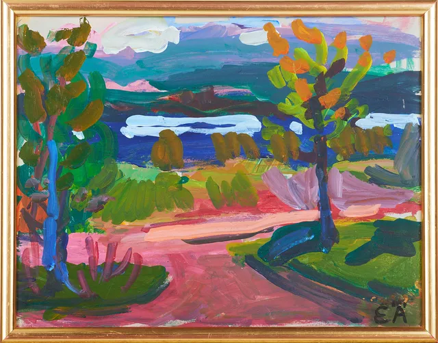 ERLING ÄRLINGSSON (1904-1982). Landskap, olja på papp, monogramsignerad EÄ.