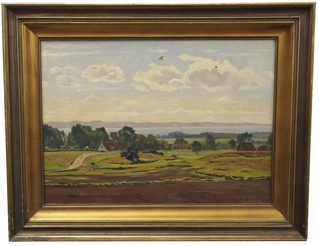 OSSIAN GYLLENBERG. Olja på duk, landskapsbild över Torekov, signerad, daterad 1939.