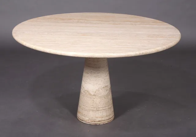 Angelo Mangiarotti. Dining table in travertine marble
