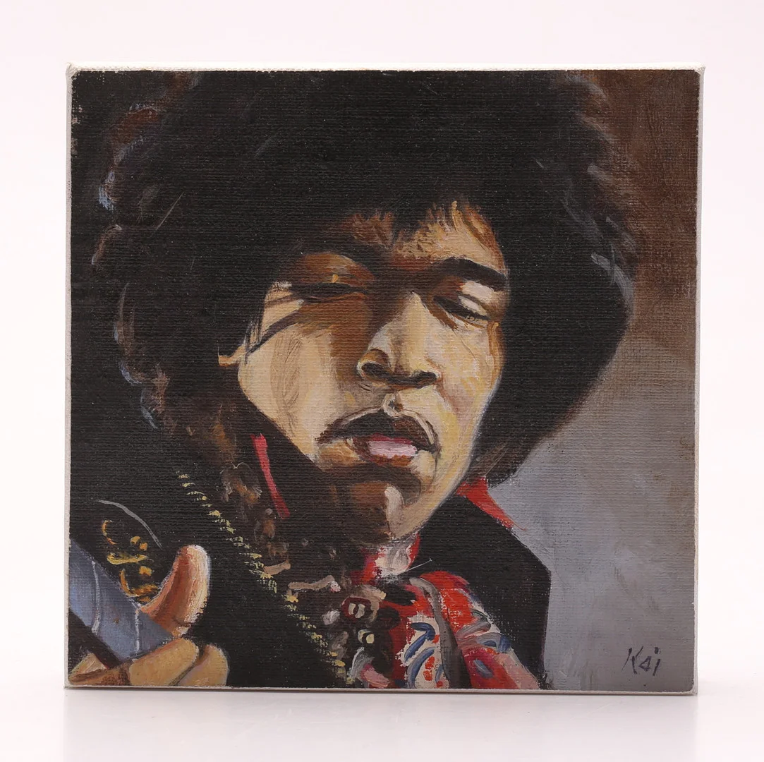 KAJ BERNSTONE. "-Jimi- BBC Studios march 67". Olja på duk, signerad. — Paintings — Gomér & Andersson Linköping