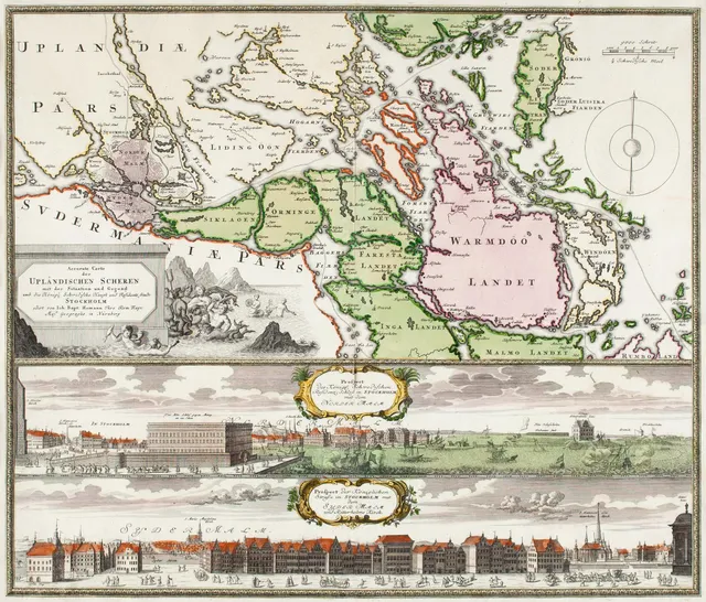 Johann Baptist Homann, Accurate Carte der Upländischen Scheren mit der Situation und gegend umh die königl Schwedische Haupt und Residentz...