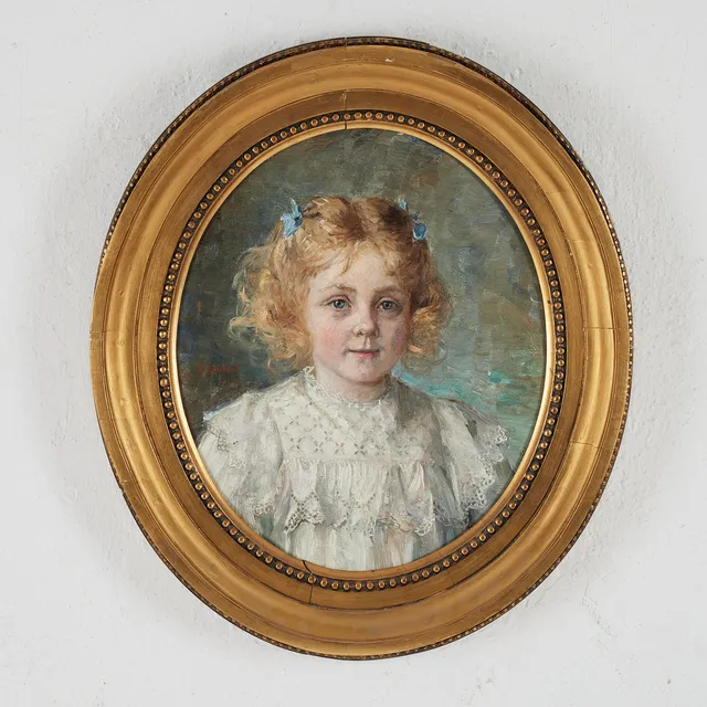 EMILIA LÖNBLAD. "Greta" porträtt, olja på duk, signerad E. Lönblad.