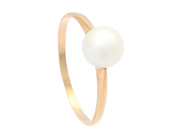 PÄRLRING, 18K guld, odlad pärla, stl 17,5 mm, vikt 1,5 g.