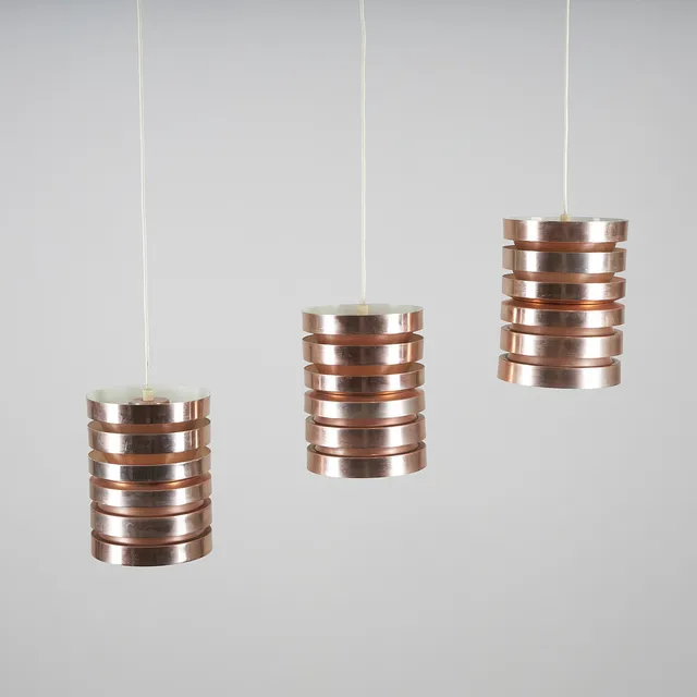 CARL THORE. TAKLAMPA, 3 st, eloxerad aluminium, 1960/70-tal.