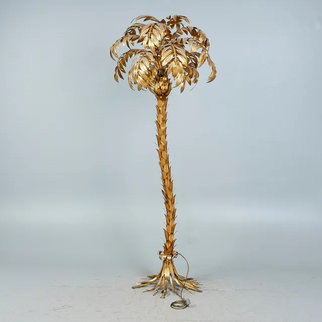 HANS KÖGL. Stehlampe / Palmenlampe, Metall, blattvergoldet, 1970er Jahre, Deutschland.