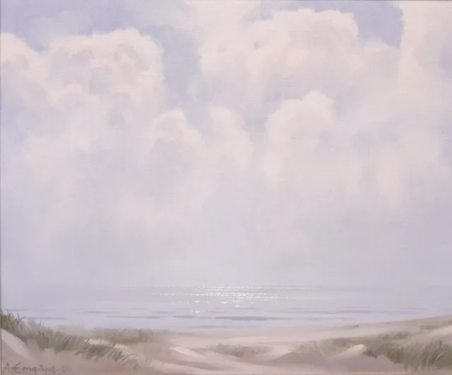 ANDERS EMGÅRD. KUSTMOTIV, OLJA PÅ DUK, 1986.