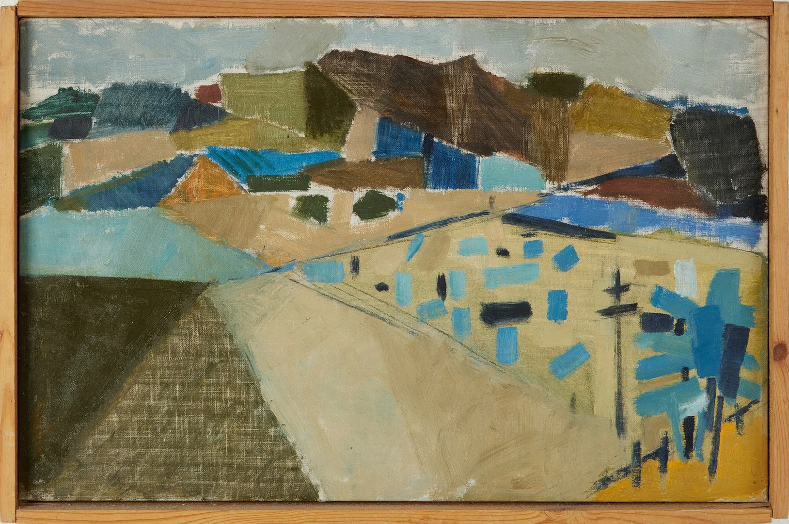 GUNILLA EKSTRÖMER FÜRST (FÖDD 1933). Hus i landskap, olja på duk. — Paintings — Stockholms Auktionsverk Magasin 5