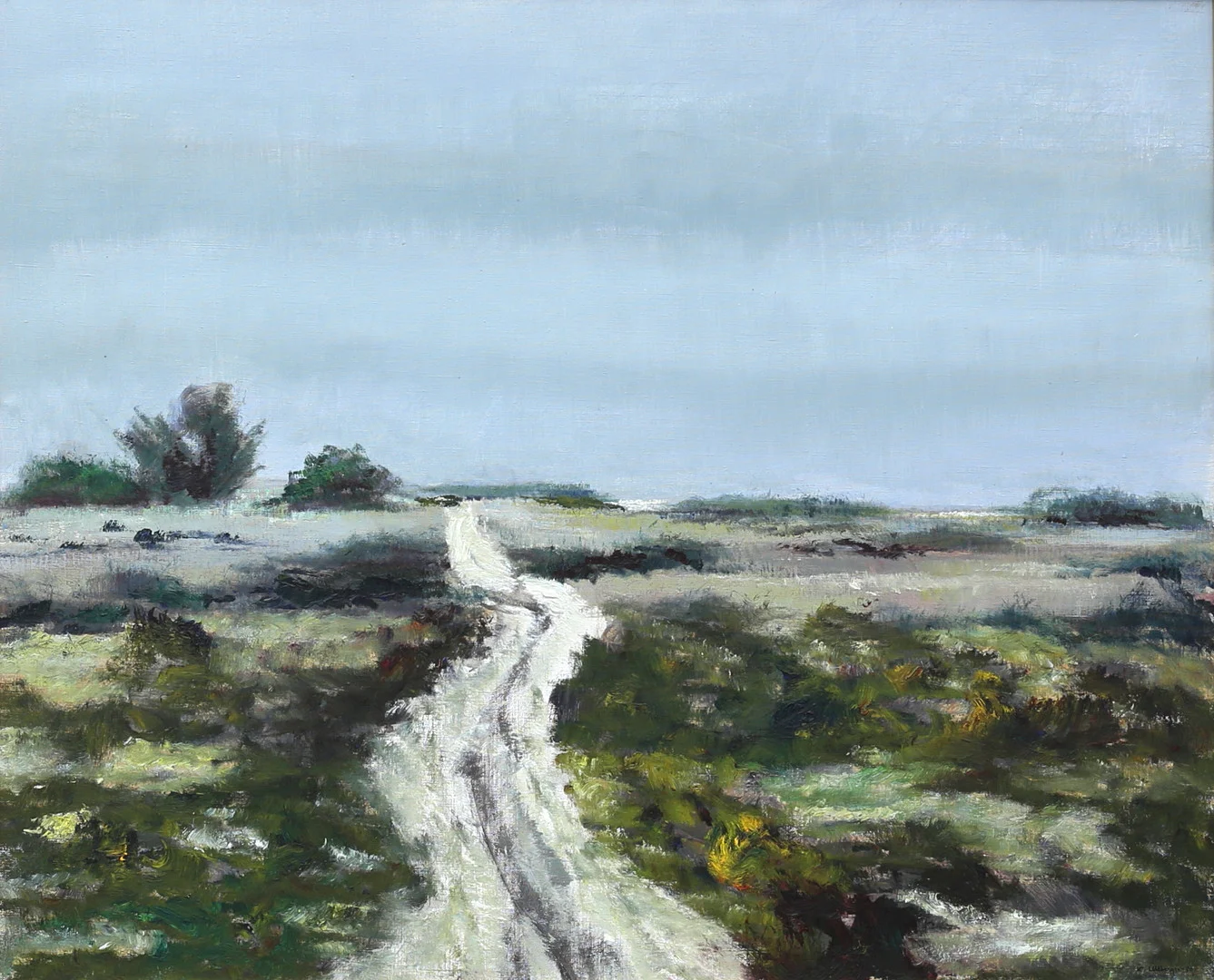 KURT ULLBERGER. Olja på duk, "Väg över Alvaret, Hoburgen", signerad och daterad -90. — Paintings — Auktionshuset Thelin & Johansson