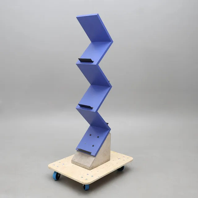 JONAS BOHLIN 1953-. TIDSKRIFTSHYLLA, "ZINK" FÖR KÄLLEMO, FORMGIVEN 1984.