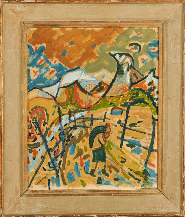 UNO VALLMAN. Komposition, gouache på papper, ej signerad, sannolikt Uno Vallman.