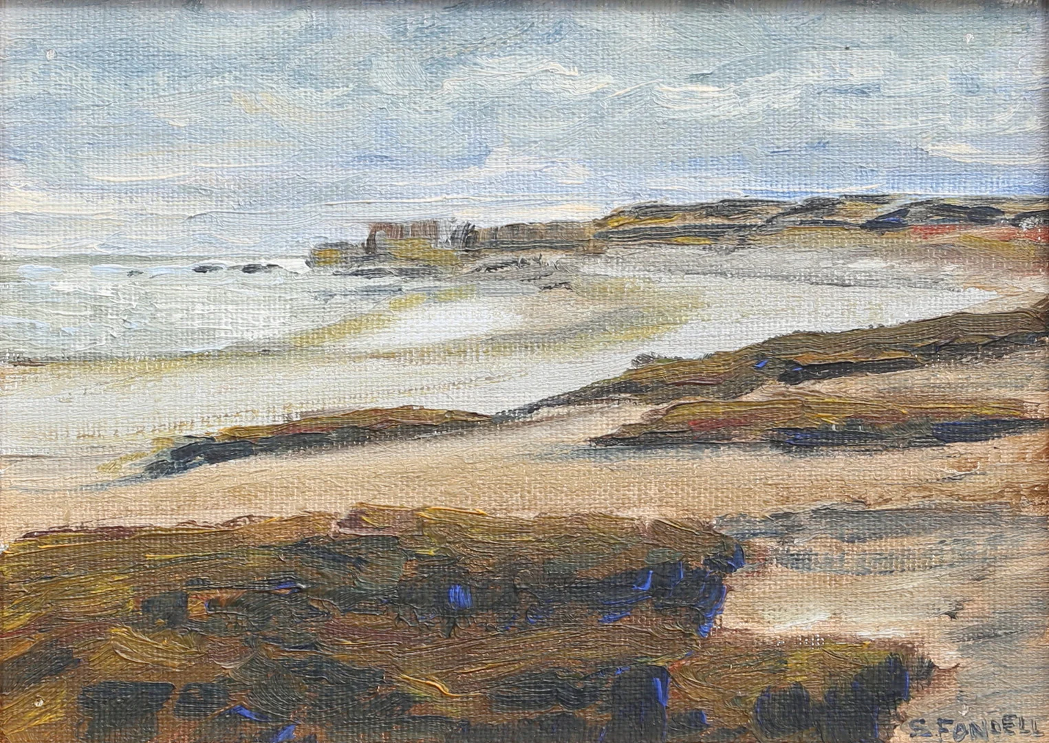 SUNE FONDELL. Olja på pannå, "Fårö", signerad. — Paintings — Auktionshuset Thelin & Johansson