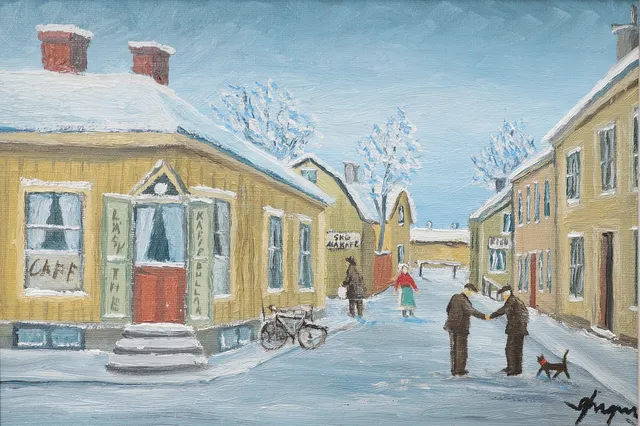 YNGVE JOHANSSON. Gatuvy, olja på duk. Signerad.