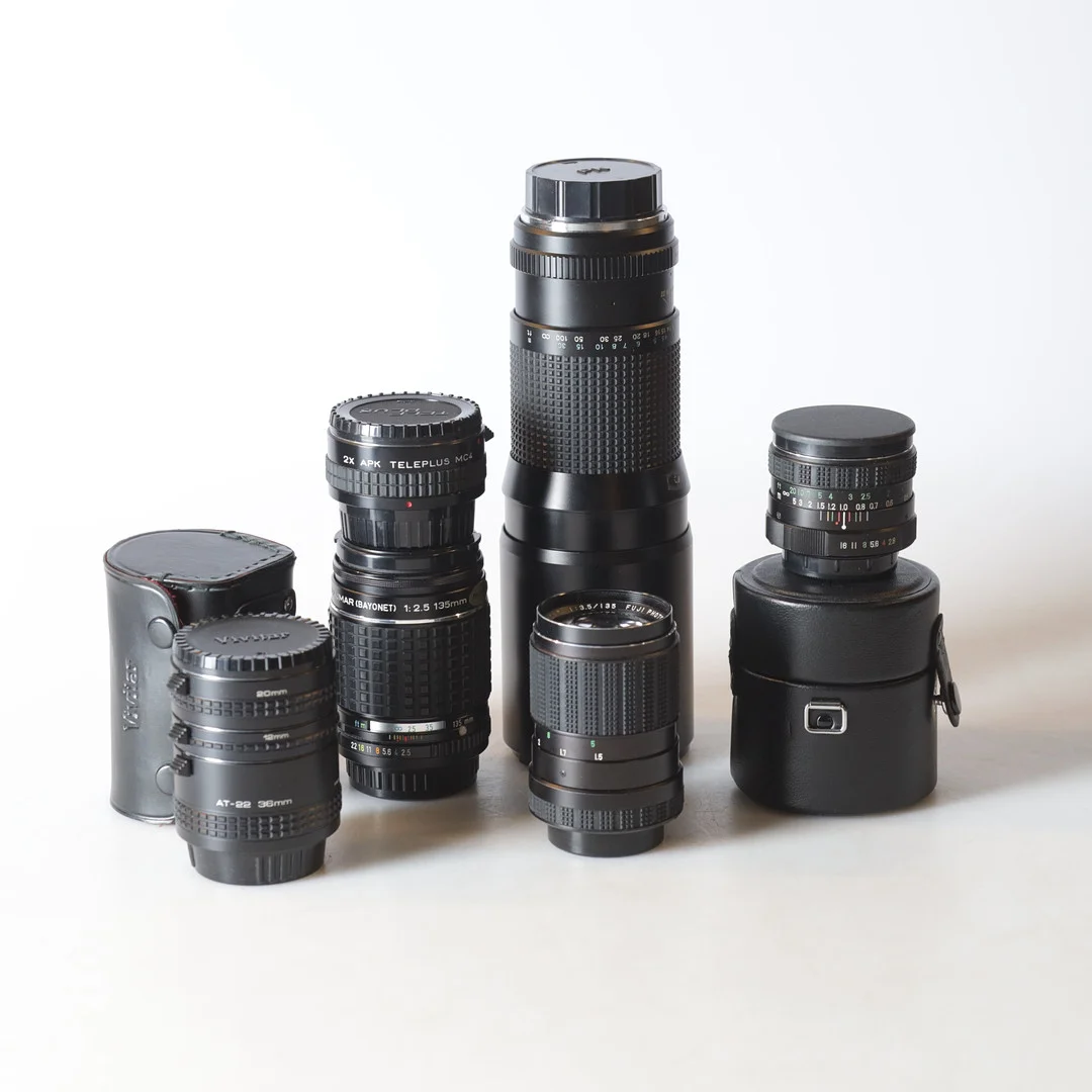 OBJEKTIV, samt tillbehör, 6 delar, delvis Takumar. — Cameras & accessories — Gomér & Andersson Nyköping