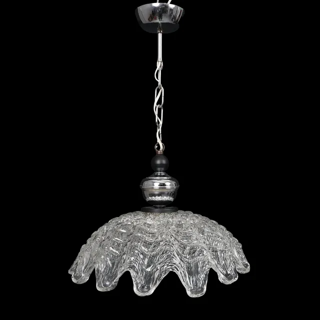 ITALIAN 1970s MURANO TEXTURED GLASS CEILING LIGHT.