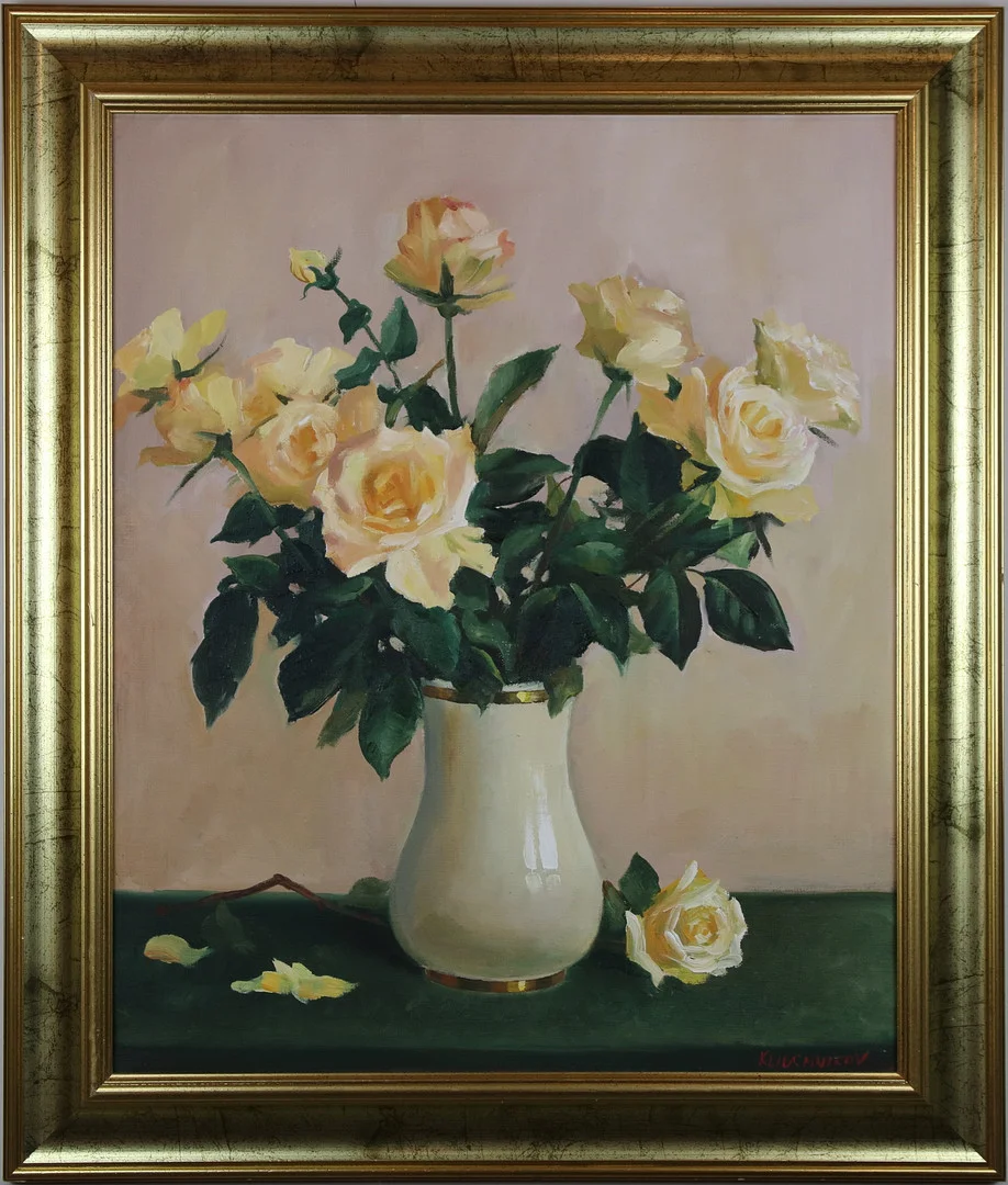 VJETESLAV KLIUCHNIKOV. Olja på duk, blomsterstilleben, signerad. — Paintings — Höganäs Auktionsverk