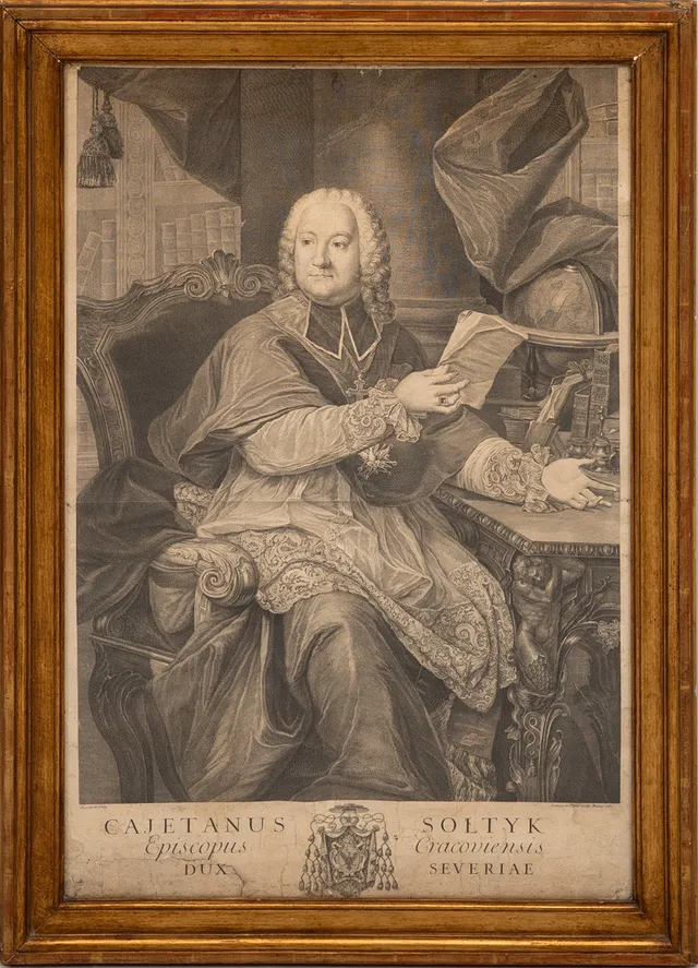 GRAVYR, Cajetanus Soltyk, efter Bacciarelli, 1700-tal.
