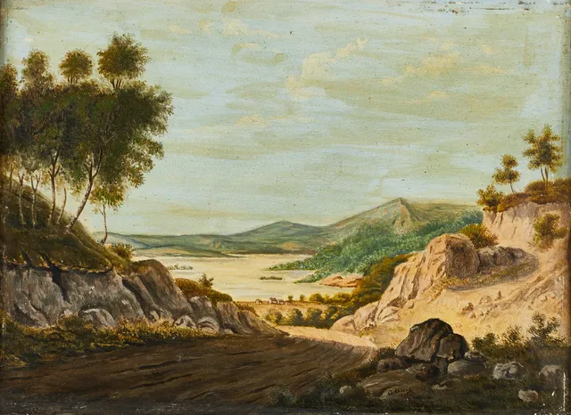 G. EKBERG,(1800-tal): Landskap, signerad och daterad G. Ekberg, olja på papper uppfodrad på duk.