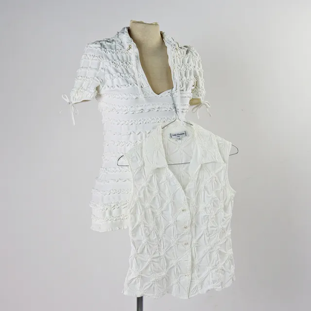 ANNE FONTAINE. Blusar, 2 st, bomull, polyester, uppskattad stl. 38, Paris.