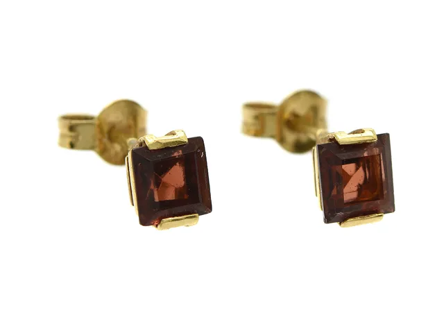 ÖRHÄNGEN, 18K, guld, granater, stift, vikt 1,4 g