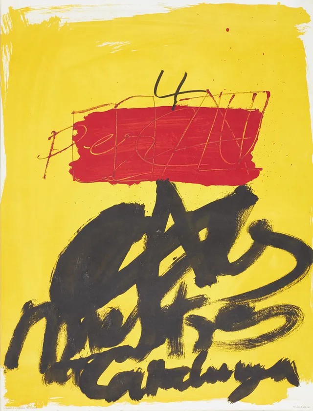 ANTONI TÀPIES (SPANIEN, 1923-2012). Komposition 1972, litografisk affisch av Poligrafa Barcelona, avant la lettre.